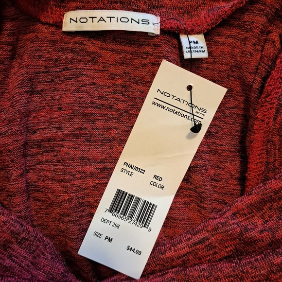 NEW Notations Red Cowl Neck Wrap Poncho Sweater with Grommets Size Medium - Picture 5 of 6